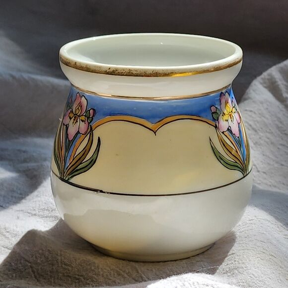 Vintage 1930's Noritake Art Neuveau CHINA JELLY JAR no lid or ladle IRIS FLOWER - Picture 4 of 14